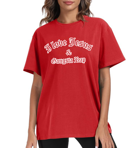 I Love Jesus & Gangsta Rap - Red Unisex T-Shirt