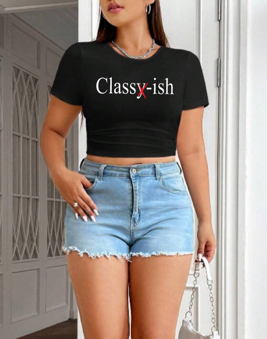 BLACK - CLASSY-ISH   - CROP TOP