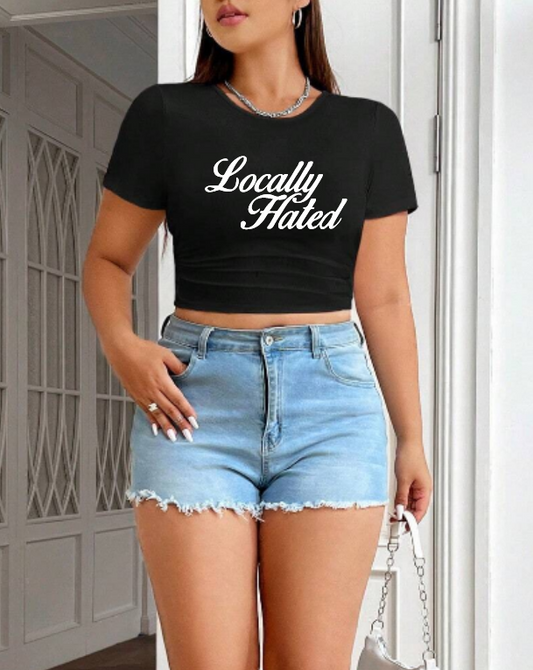 LOCALLY HATED - WOMEN BLACK CROPPED T-SHIRT